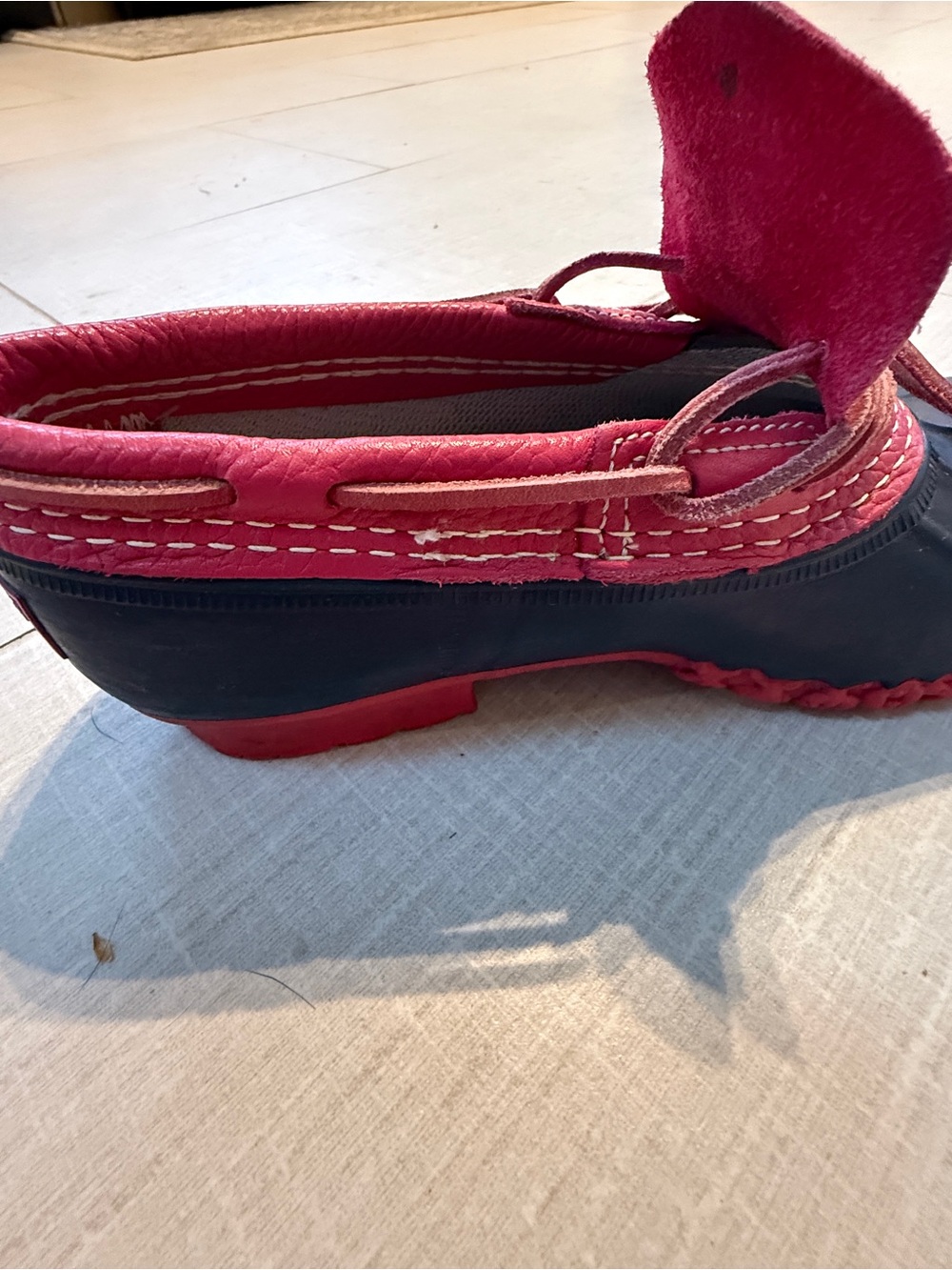 VINTAGE L.L. Bean Navy and Pink Duck Boots for Women- PREPPY size 7 - Picture 7 of 13